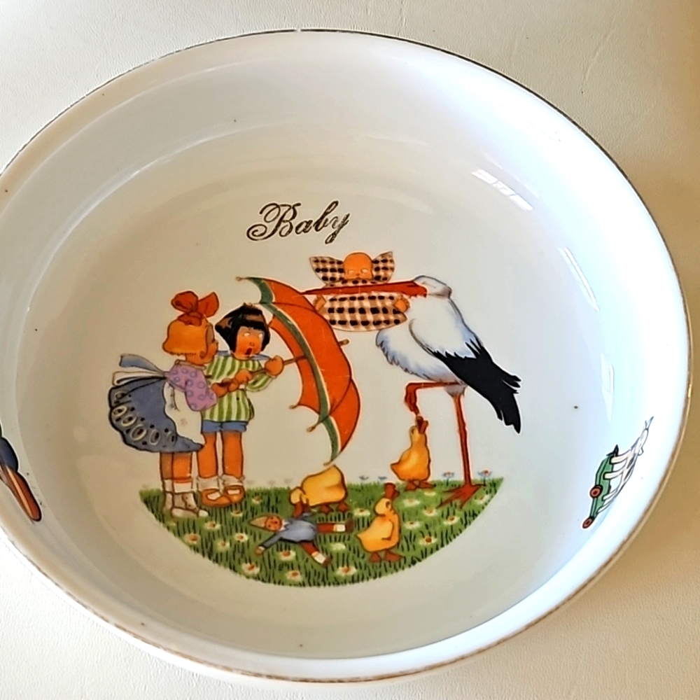 Antique German Porcelain Baby Bowl 1940